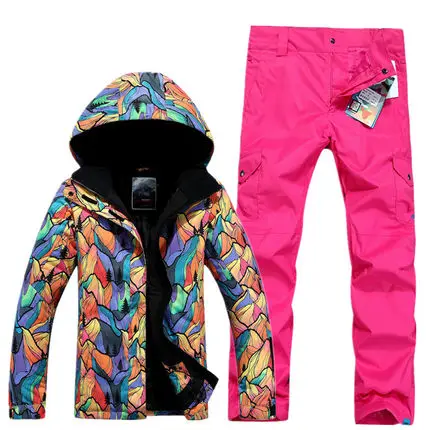 Женский лыжный костюм GSOU толстая и теплая водонепроницаемая уличная куртка с