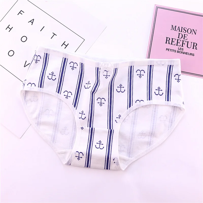Женские трусики хлопковые трусы с принтом якоря для девушек дамское нижнее белье