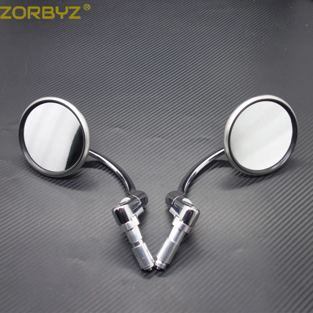 ZORBYZ мотоциклетное серебряное металлическое ретро зеркало 7/8 дюйма 22 мм с круглой