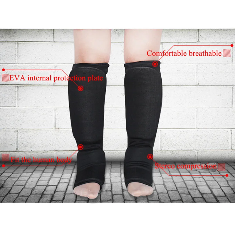 

YS01 New Good quality Shin Guard Shin karate MMA Taekwondo leg Sparring guard Foot Pads white black Cloth Pad gear kids adults