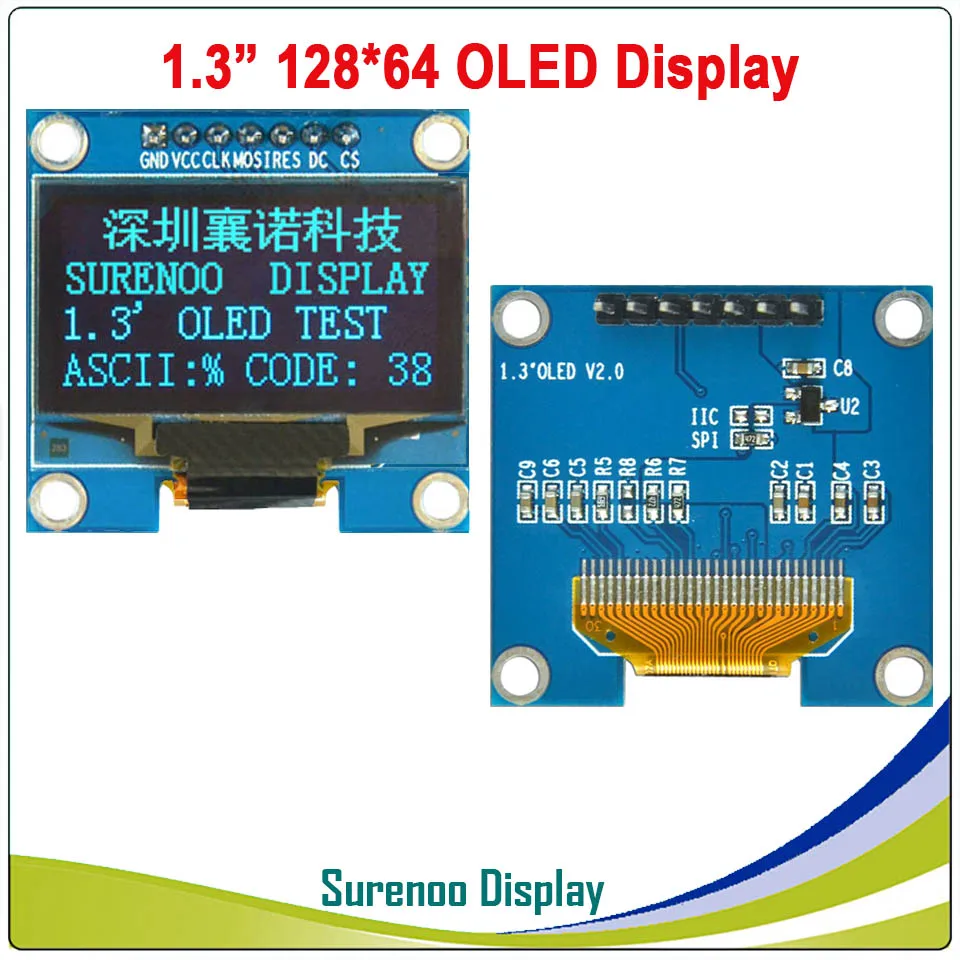SPI PCB in Blue Реальный oled-дисплей, 1," 128*64 12864 Графический SPI IEC IIC ЖК-модуль, ЖК-экран LCM SH1106 контроллер - Цвет: SPI PCB in Blue