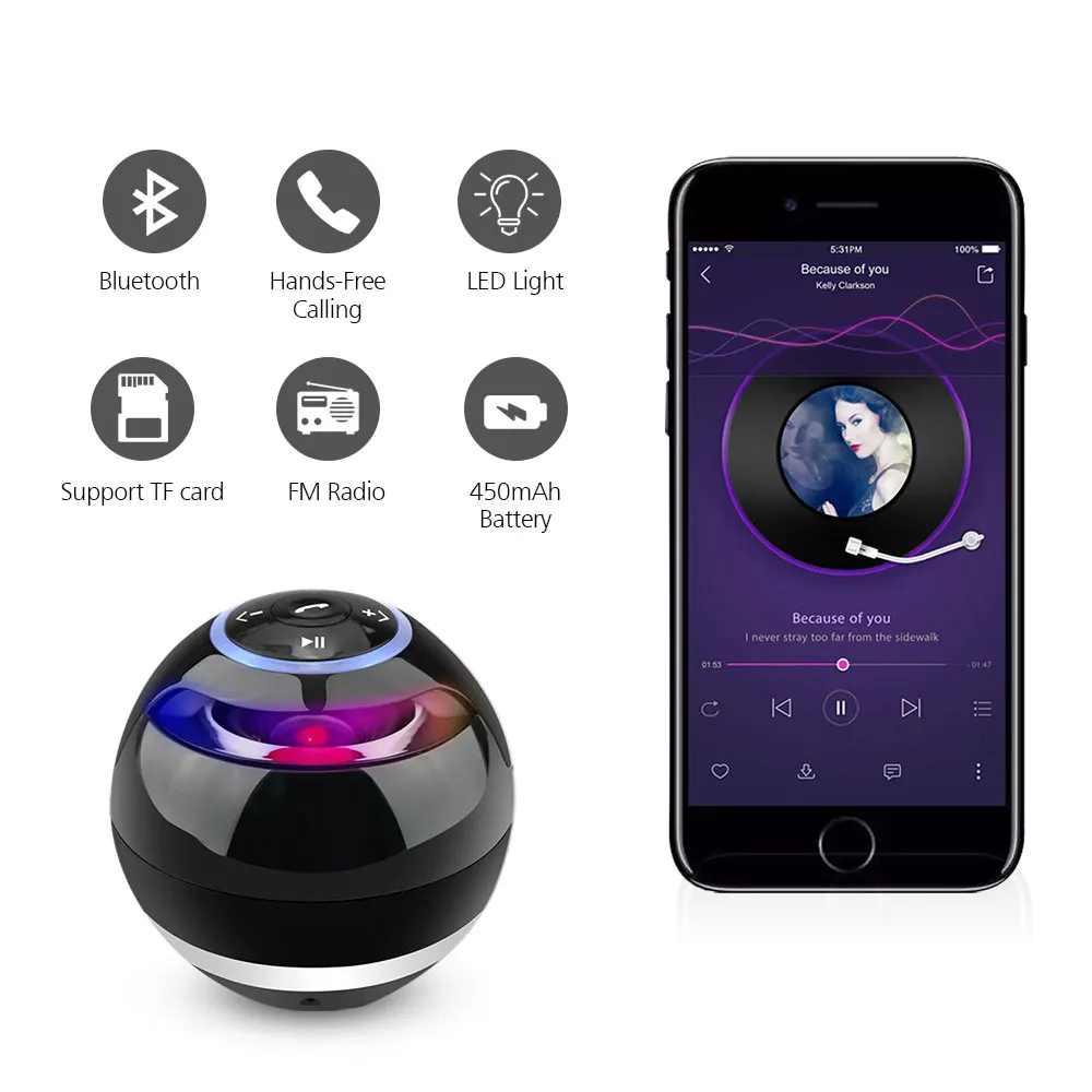 Беспроводной Bluetooth динамик с микрофоном и поддержкой TF карты USB MP3 FM AUX|bluetooth
