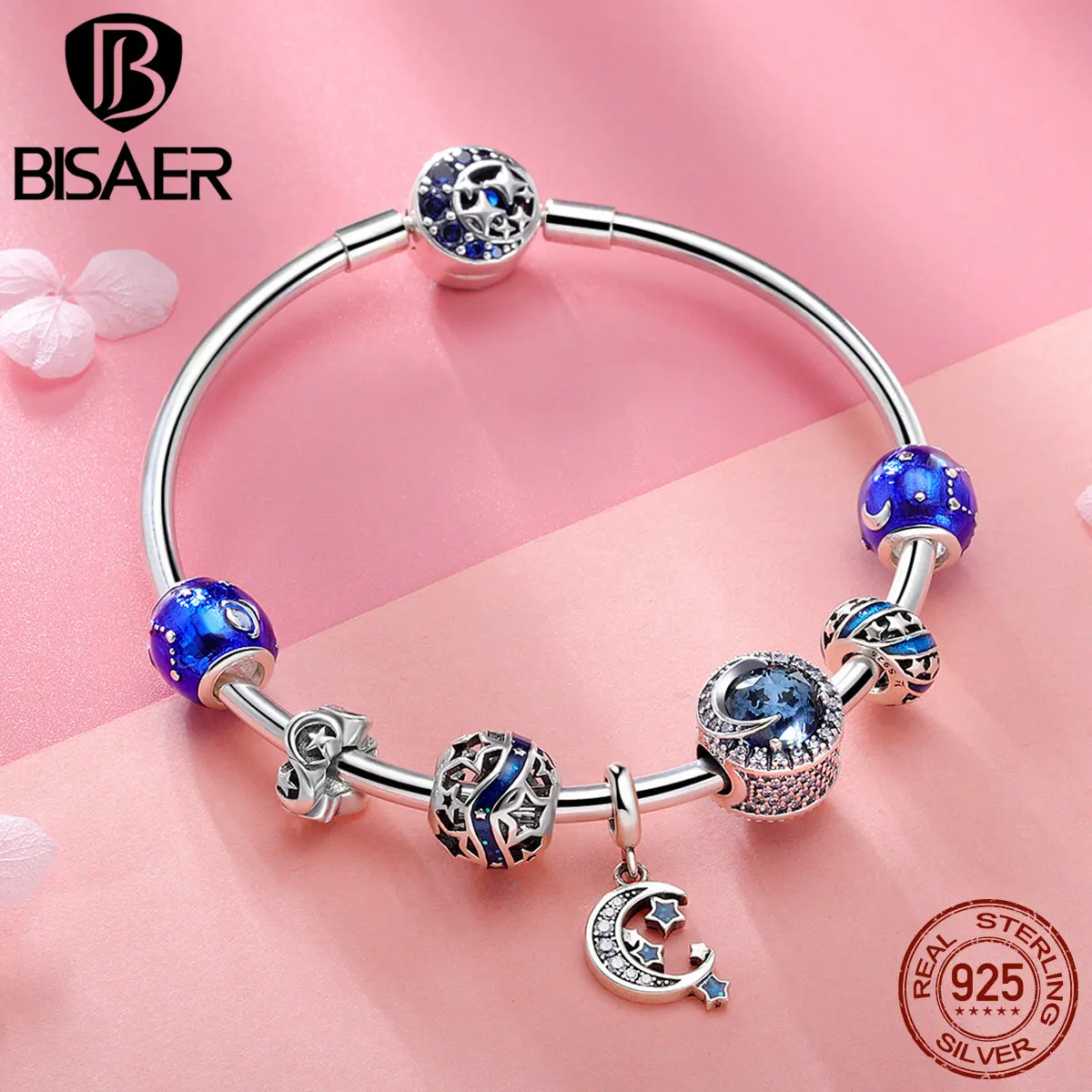 BISAER, новинка, 925 пробы, Серебряная птица в Буше, сердце, зеленая Летняя коллекция, очаровательный браслет, женские брендовые бусы, браслет HSB804