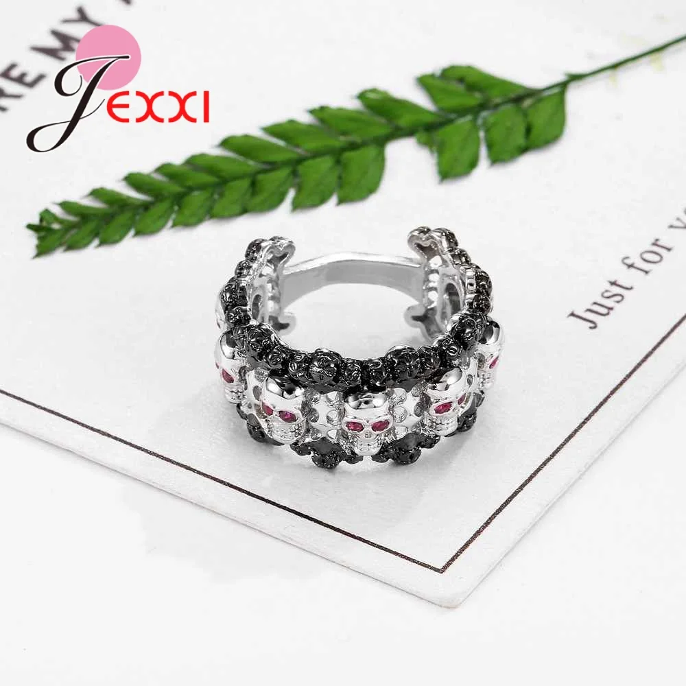 Женское кольцо в стиле панк-рок Винтажное виде скелета из серебра 925 пробы |