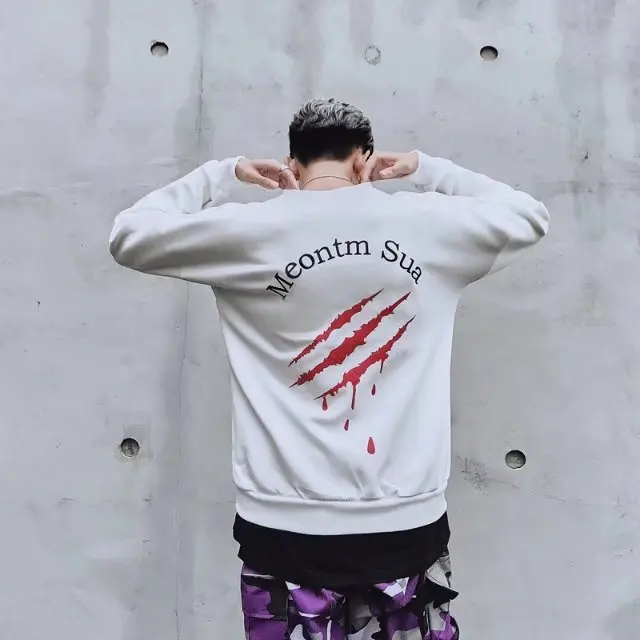 Men's Sweatshirt Hoodies Streetwear Blood Drop Hip Hop Casual Cotton Black white Dual Tone | Мужская одежда