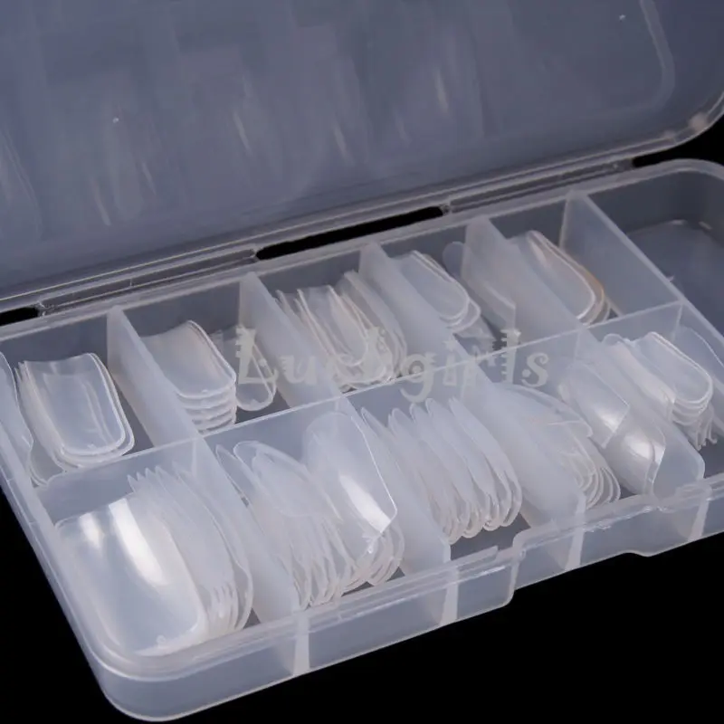 Коробка для ногтей профессиональная полная 100 шт. акриловые накладные прозрачные