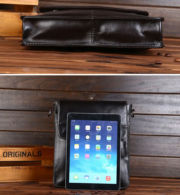 Винтажная темно-коричневая сумка через плечо из вощеной кожи сумка-мессенджер