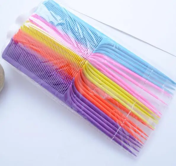 100pcs whosesale tail comb Candy color makeup hair comb plastic comb wholesale