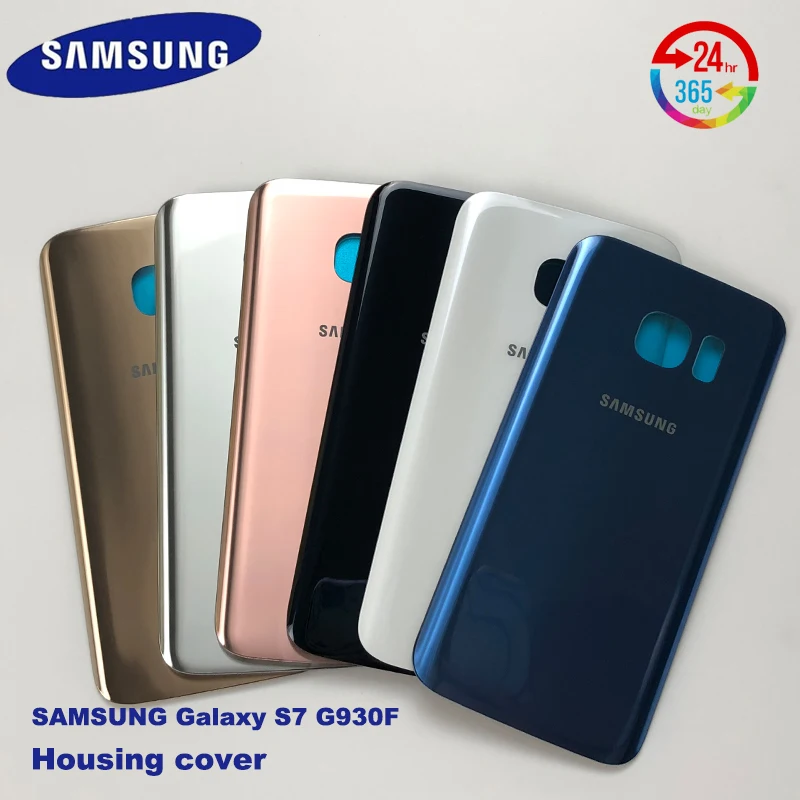 Оригинал SAMSUNG Galaxy S7 G930F Задняя стеклянная крышка для батареи задняя дверь корпус