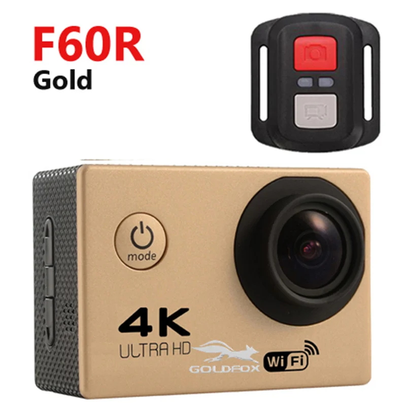 F60R Gold Со сверхвысоким разрешением Ultra HD, 4K экшн Камера видеокамеры WiFi 16MP 170 Go Cam Deportiva; сезон весна-осень, 2 дюйма Экран F60 F60R Водонепроницаемый спортивные Камера pro 1080P Скрытая камера - Цвет: F60R Gold