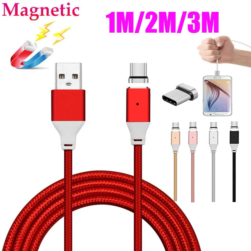 1/2/3 м светодиодный магнитный usb кабель для синхронизации данных и быстрой зарядки