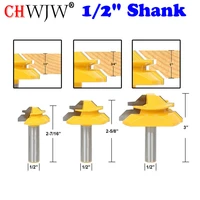 12 shank 45 degree lock miter bit 3 pc glue joint set woodworking cutter tenon cutter for woodworking tools