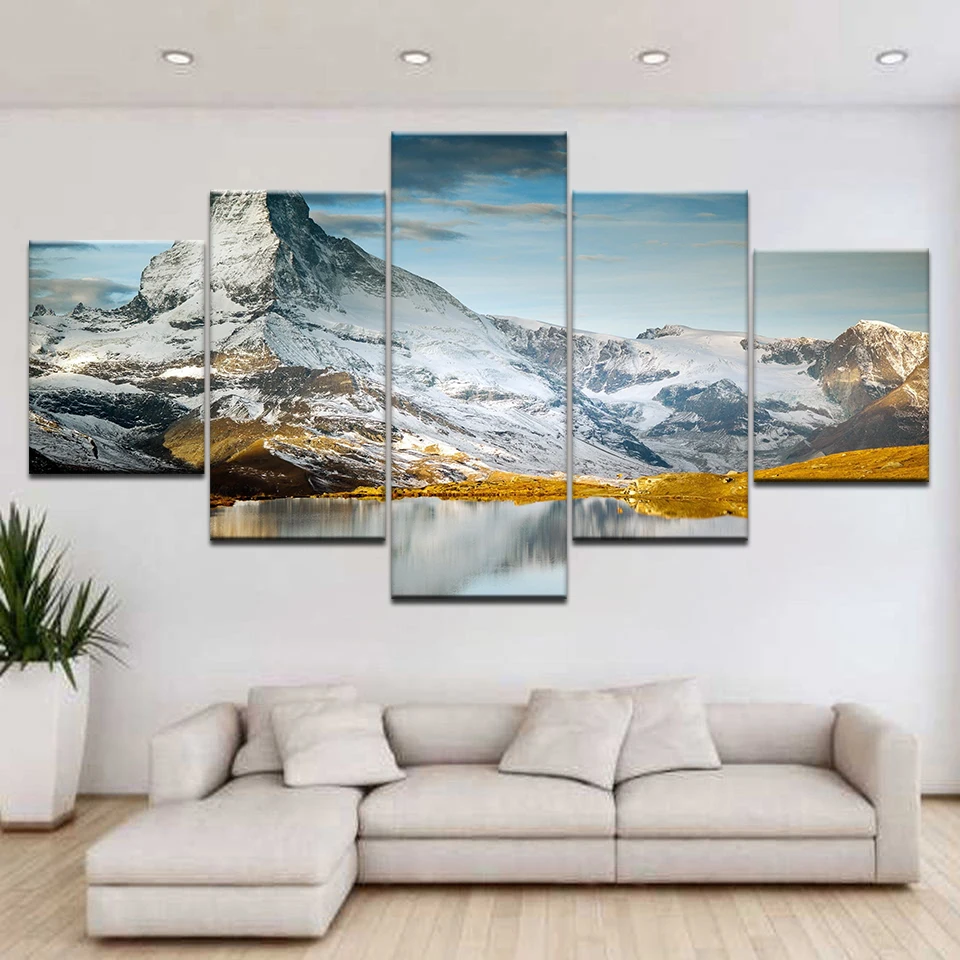 5 панелей настенные постеры с изображением заснеженной горы красивого ландшафта
