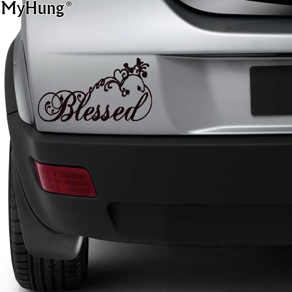 

27.9*17.7cm Blessed With Swirls Heart Christian Vinyl Decals For Cars Stickers Window Notebooks Bumper Sticker Decal Car Styling