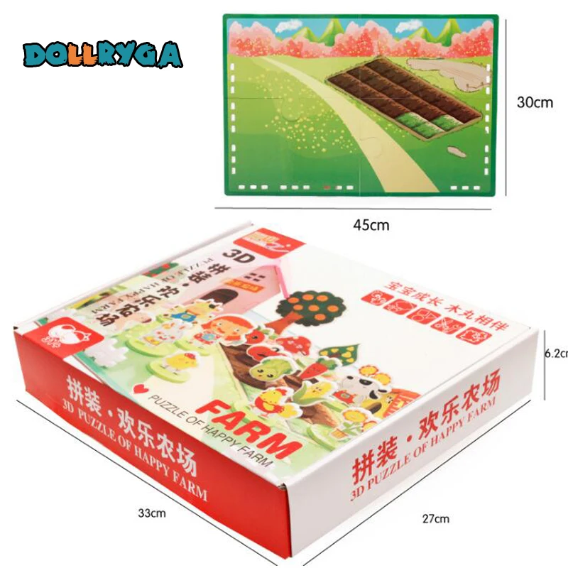 Деревянный конструктор DOLLRYGA ферма зоопарк Мультяшные животные и растения