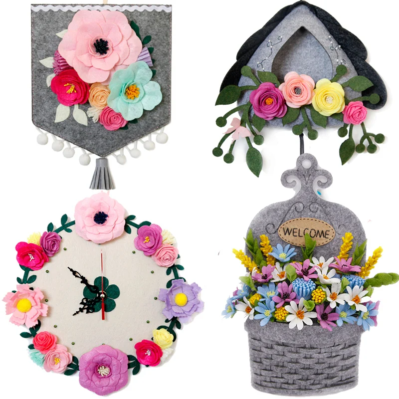 8 видов стилей набор из войлока серии Flower DIY Швейные Цветы орнамент ручные