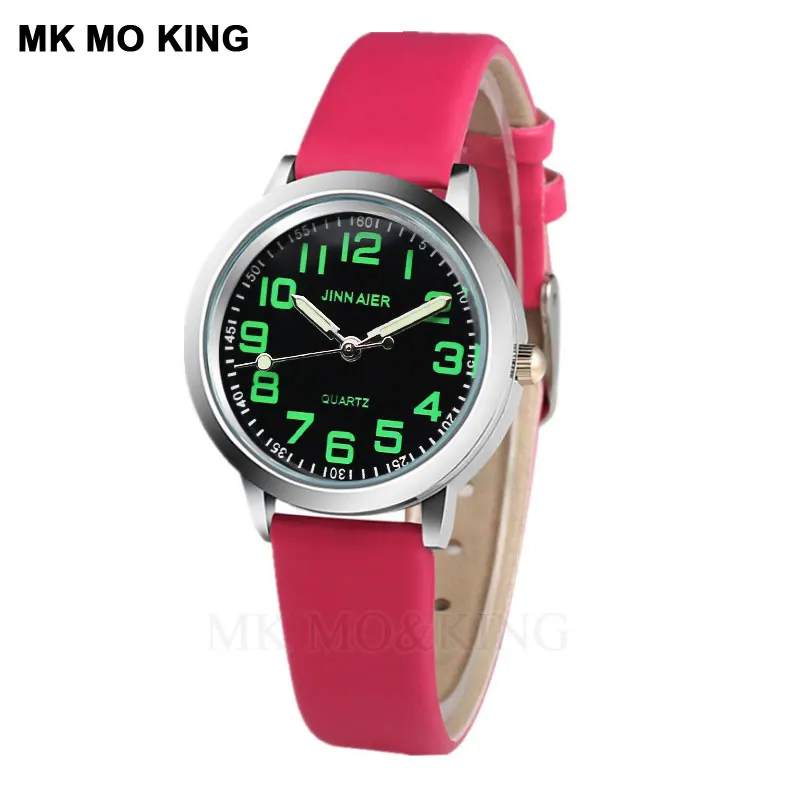 Часы детские светящиеся с кожаным ремешком повседневные спортивные модные для