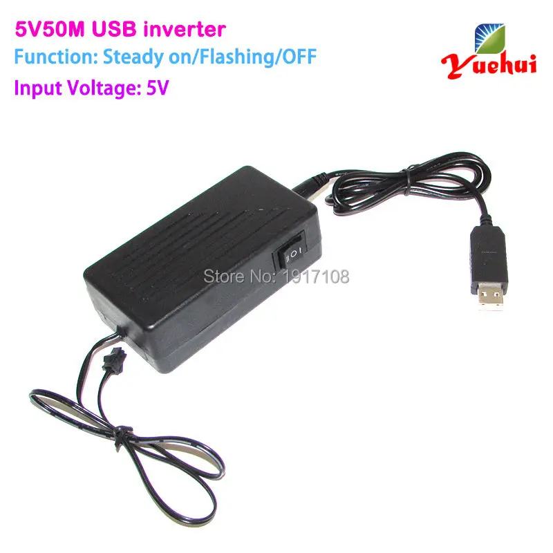 

2021Hot DC-5V 50M USB For Party Supplies EL wire inverter powered by Computer or Mobile battery for driving Flashing Glowing