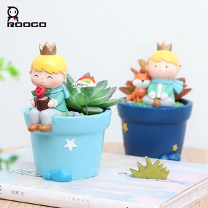 Цветочные горшки Roogo Cute Prince Succulent, полимерные горшки для маленьких мальчиков, изделия бонсай для домашнего сада, украшения, подарки на день рождения