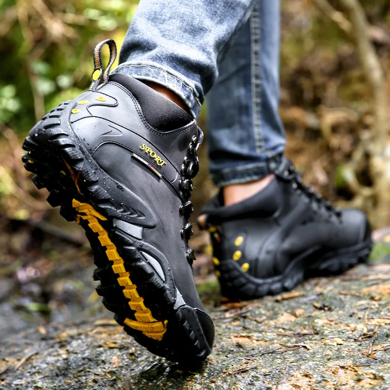 Мужские кроссовки senderismo спортивные водонепроницаемые из натуральной кожи на