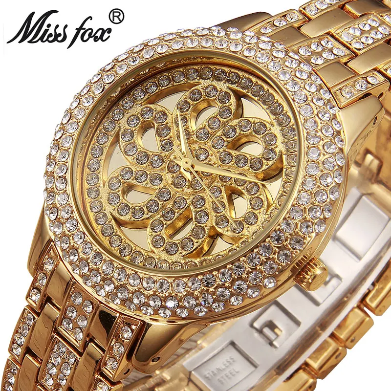 

MISSFOX Miss Fox Fashion Watch Women Silver Quartz Ladies Watches Top Brand Luxury Gold Wrist Watches For Women Clock Women