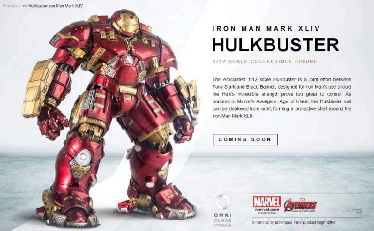 Comicave 1/12th весы сплав титана Железный человек XLIV MK44 Hulkbuster Броня Коллекционные фигурки