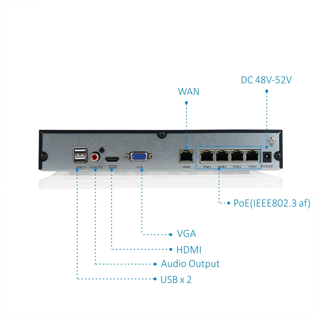 SVNVR 4CH 5MP/4MP H.265 POE NVR Поддержка жесткого диска 1x10 ТБ с выходом HDMI и VGA бесплатное