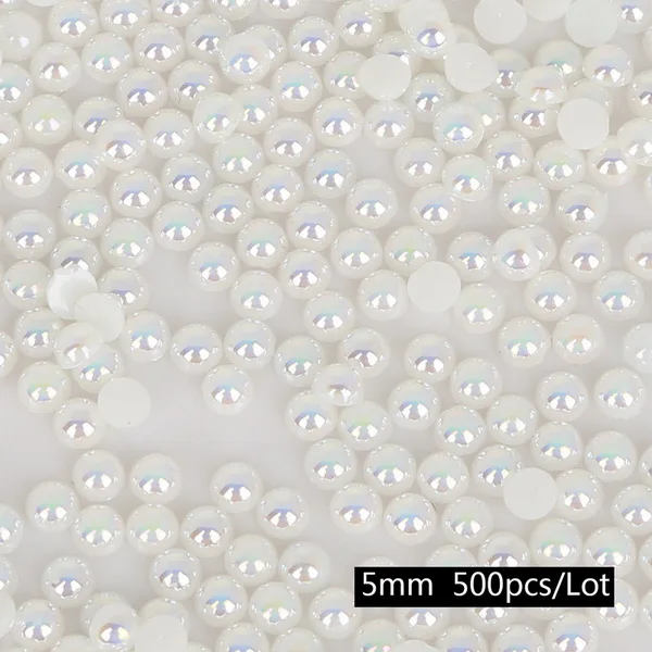 5mm 3 мм-14 мм цвет слоновой кости ABS имитация жемчуга бусины свободная Плоская задняя половина шар одежда/свадьба/одежда/дизайн ногтей украшения телефона - Цвет: 5mm