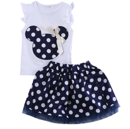 Emmababy комплект одежды из 2 предметов! Новые Топы принцессы для маленьких девочек+ юбка - Цвет: Синий