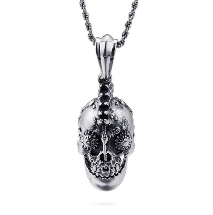 Ожерелья и подвески в стиле панк ретро Череп голова готический рок Мужская