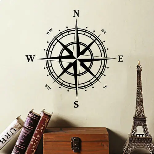 Морская Наклейка на стену в виде компаса Съемная виниловая художественная