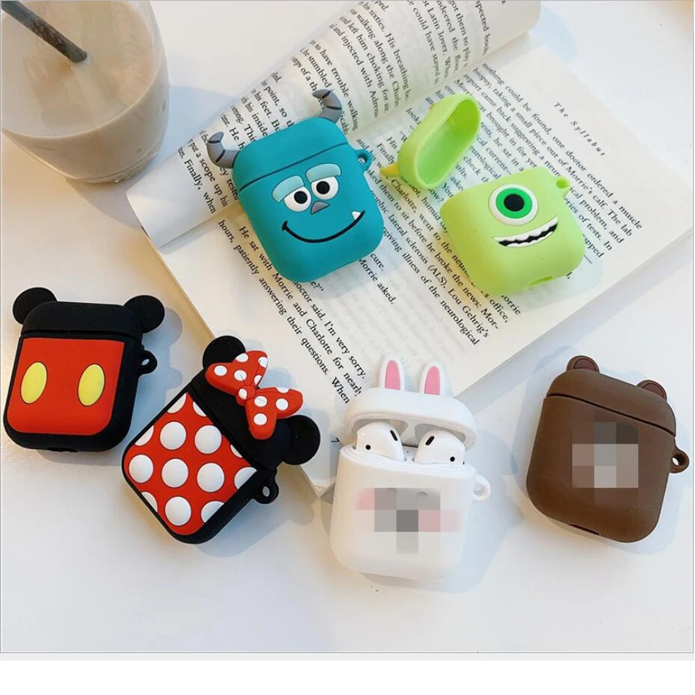Чехол для AirPods чехол беспроводных наушников Bluetooth Apple Airpods 2 защитный с мультяшным
