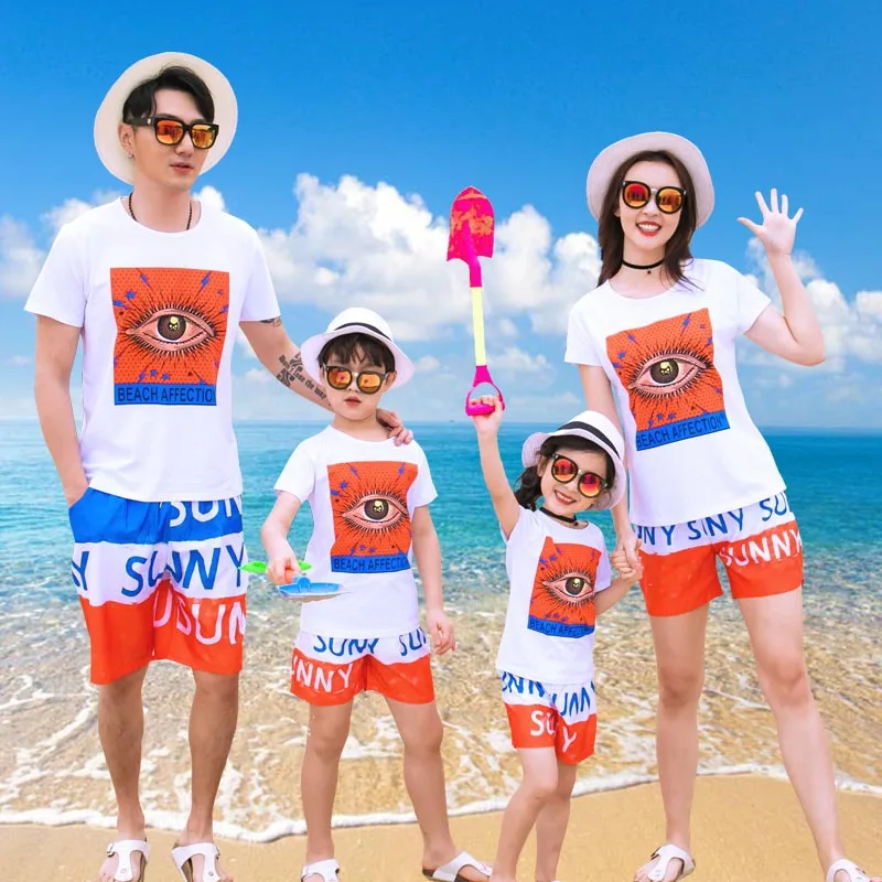 Одинаковая одежда для всей семьи наряды большой помет Человек футболка в