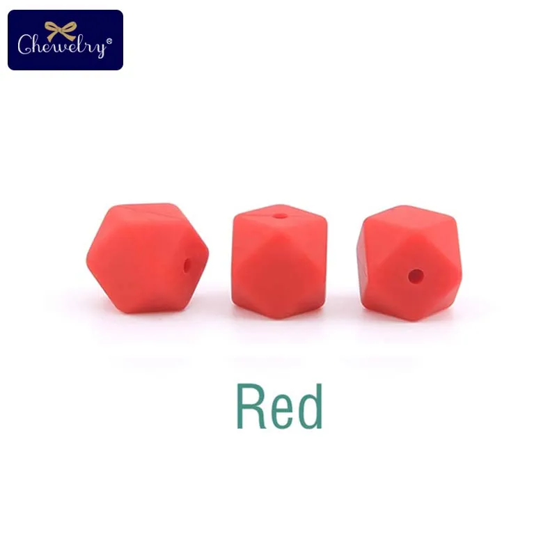 Red 10 шт. 14 мм Детские шестигранные силиконовые бусины Восьмиугольные бусины для самостоятельной сборки соски цепи перле Силиконовые Детские Прорезыватели жевательные бусины детские товары - Цвет: Red