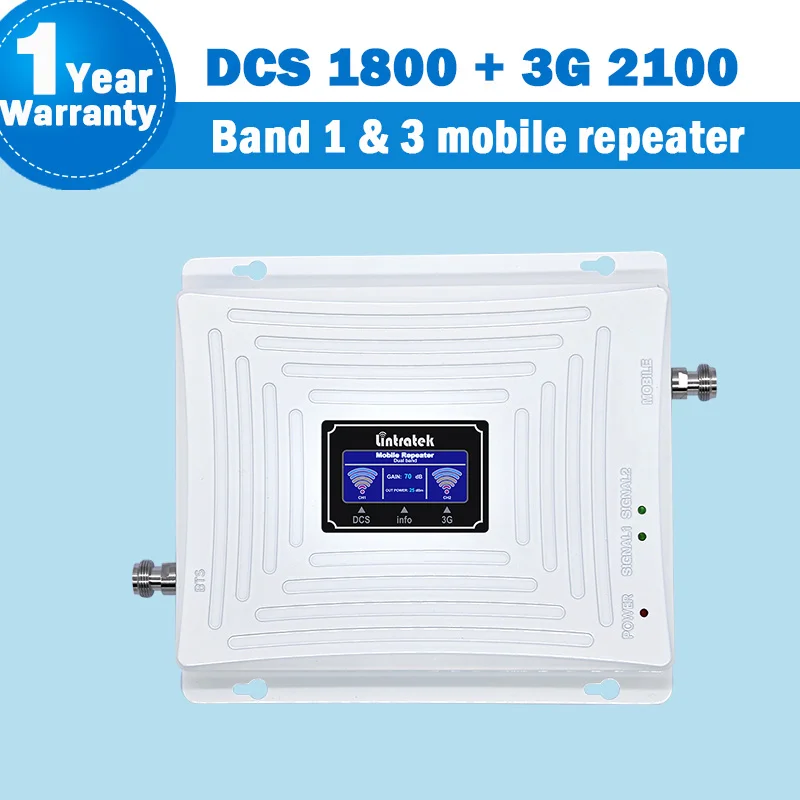 Lintratek 3g 4 г WCDMA/DCS/LTE сигнала Dual Band Repeater Дисплей Группа 1 и 3 1800/ 2100 мГц мобильного