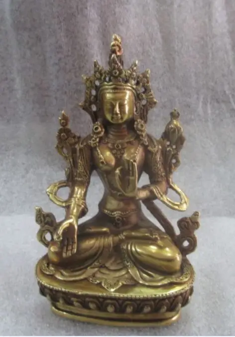 China's Tibet hand-carved old copper statue of avalokitesvara/5