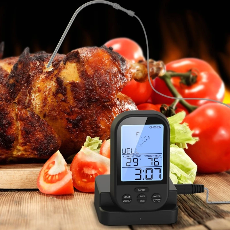 

Wireless BBQ Thermometer LCD Display Digital Cooking Meat Food Oven Grilling Thermometer Kitchen Barbecue Probe Temperature Tool