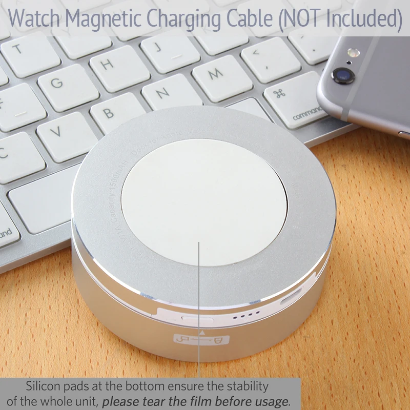 Портативное беспроводное зарядное устройство док-станция для iphone watch 1500mAh повербанк внешний аккумулятор банк питания для Apple Watch зарядное устройство