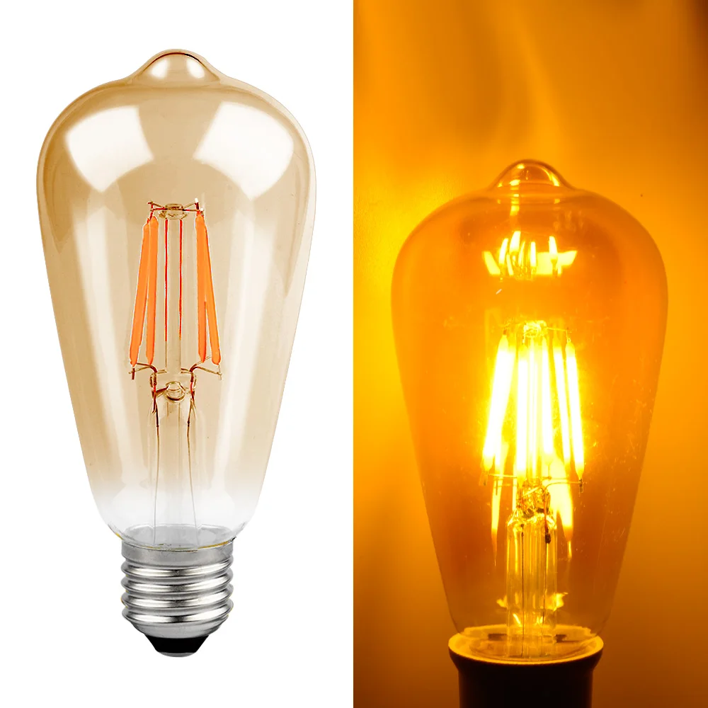 Warm White GLSZ Edison ЛАМПЫ 4 Вт светодиодный лампы E27 ST64 лампа накаливания Эдисона 220V Промышленный Настенный декор Винтаж подвесной светильник в стиле ретро лампа для Гостиная - Цвет: Warm White