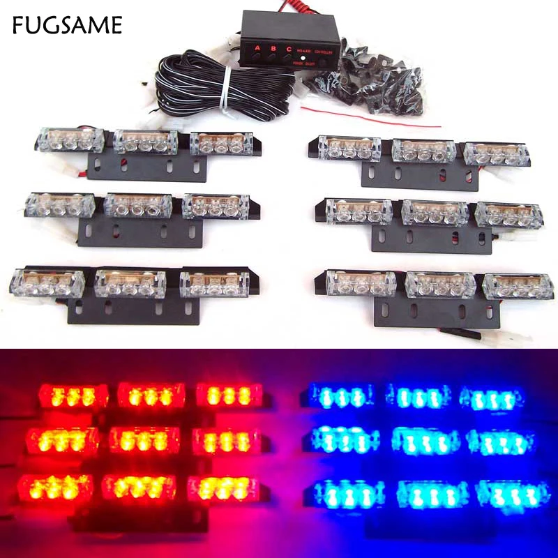 

Wholesale 54 LED car truck Auto Blink Flash Strobe snowy raining Emergency Light 3X6 panels warning light red blue amber white