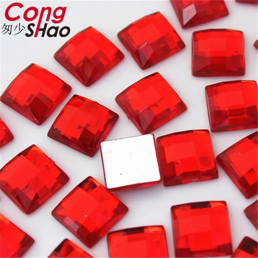 Cong Shao, 100 шт, 12 мм, граненые, квадратные, цветные, с плоской задней стороной, акриловые стразы, отделка камней и кристаллов, сделай сам, аксессуары для костюма ZZ731