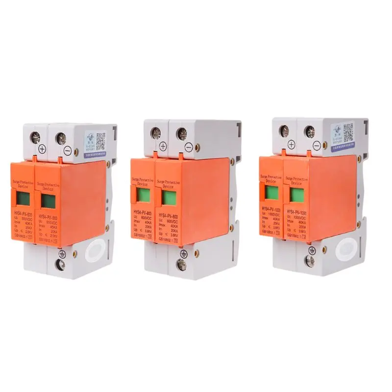 

DC 1000V 500V 20KA~40KA 2 P 2 pole SPD House Surge Protector Protective Low-voltage Arrester Device HYS4-PV-1000 35mm din rail