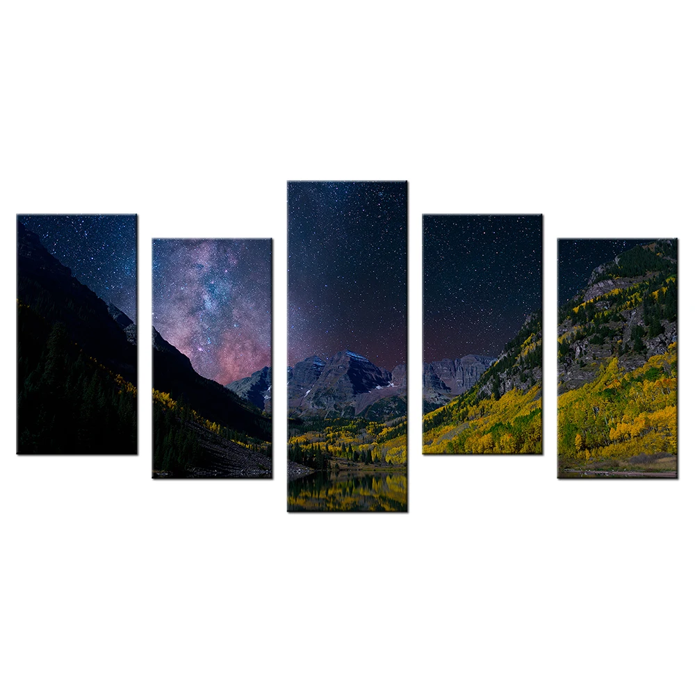 Современная домашняя декоративная картина звездное ночное небо над горой