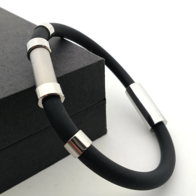 

Stainless steel buckle anion silicone bracelet magnetic health care stainless steel double magnetic beads silicone bracelet