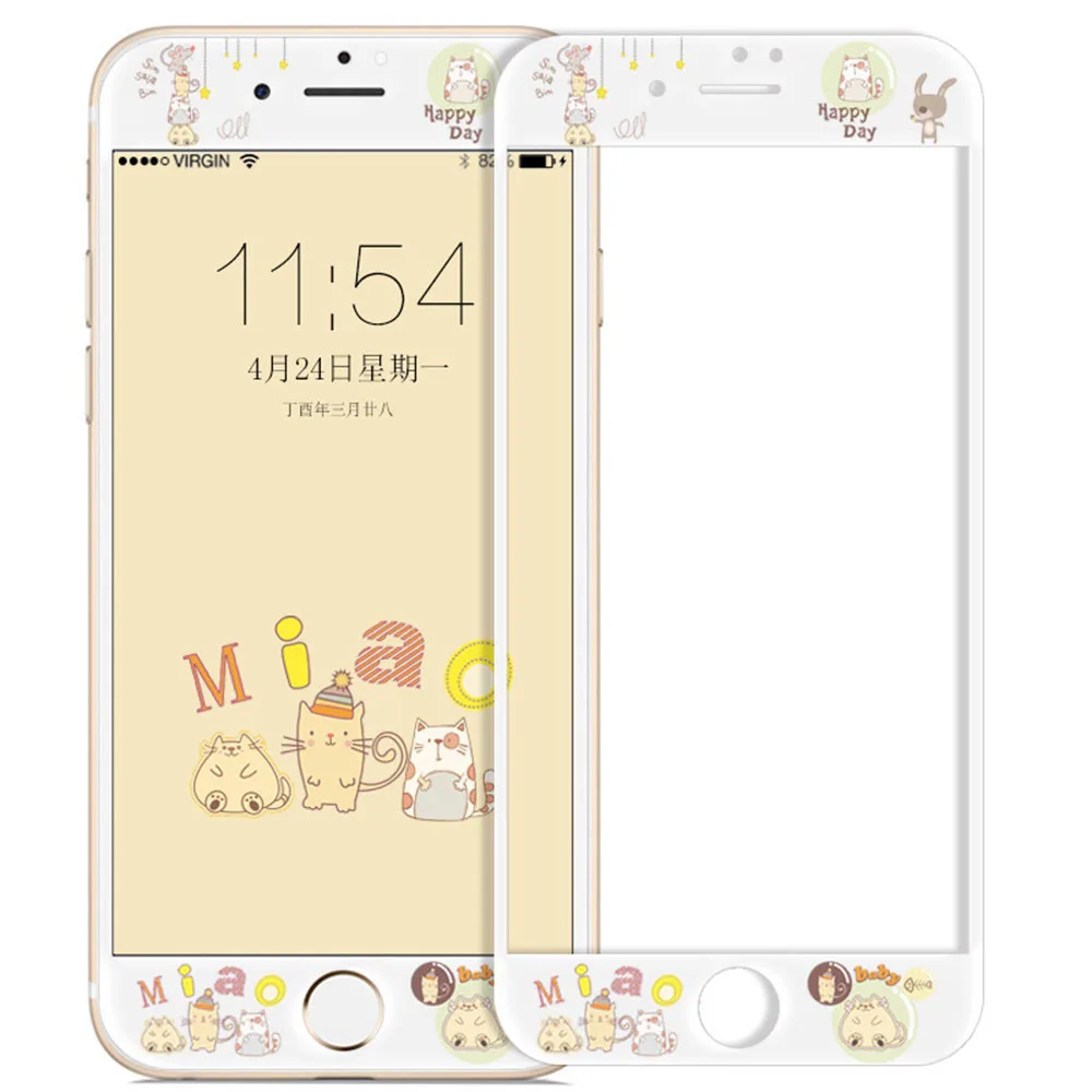 Miao Милый мультяшный протектор экрана из закаленного стекла для iPhone 6, 7, 8, 6s Plus, защита экрана hello kitty для iPhone 6 Plus, 7 Plus, 8 - Цвет: Miao
