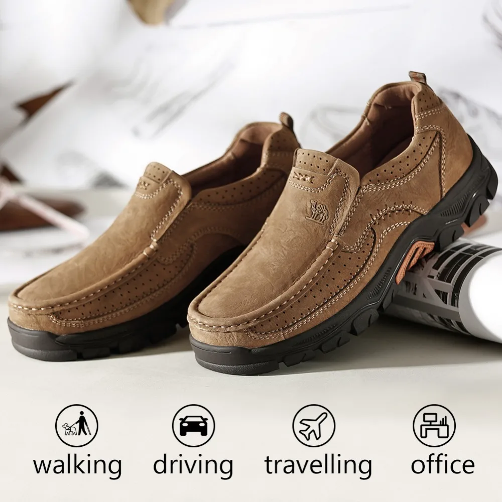 CAMEL Genuine Leather Men Shoes England Trend Male Footwear Set Foot Men's Casual Outdoors Man Flats Work Large Size 47 | Обувь
