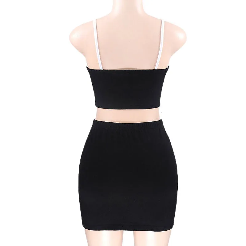 Комплект женской повседневной вечерние майка и мини-юбка-карандаш с завышенной