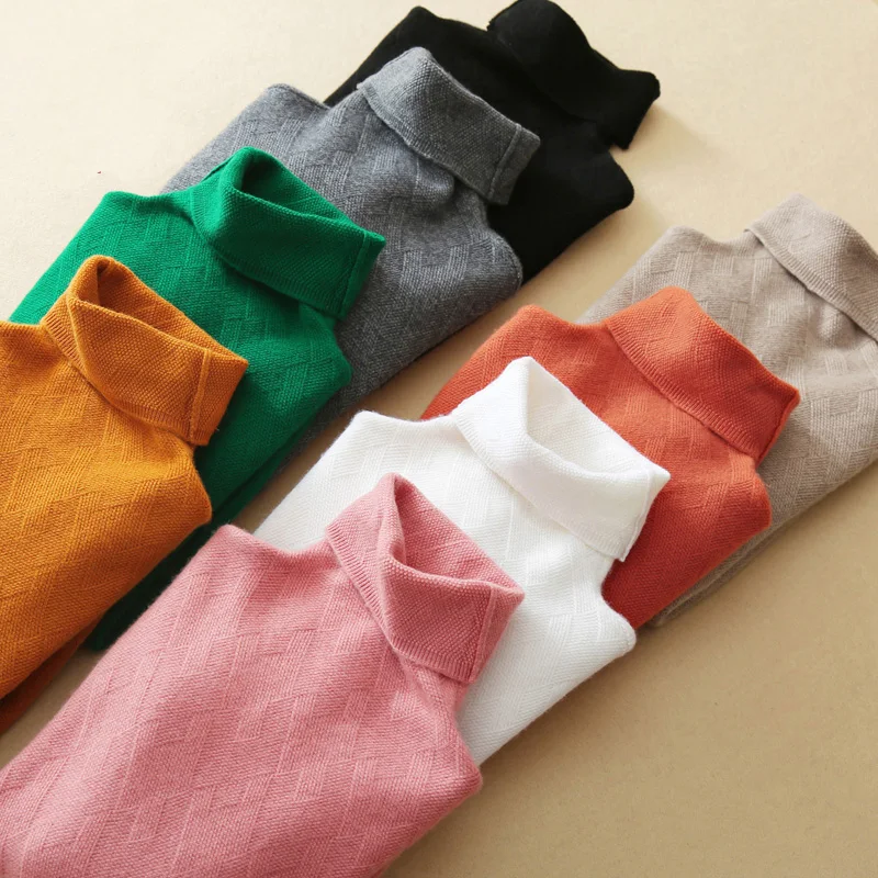 Pure Cashmere Sweater Autumn Winter High Quality Geometry Pattern Turtleneck Soft Skin Friendly Casual Sweaters Pulls | Женская одежда