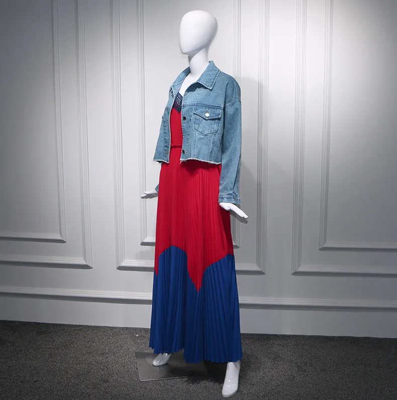 Новинка 2019 года Романтическое Платье для путешествий цвет красный и синий платье