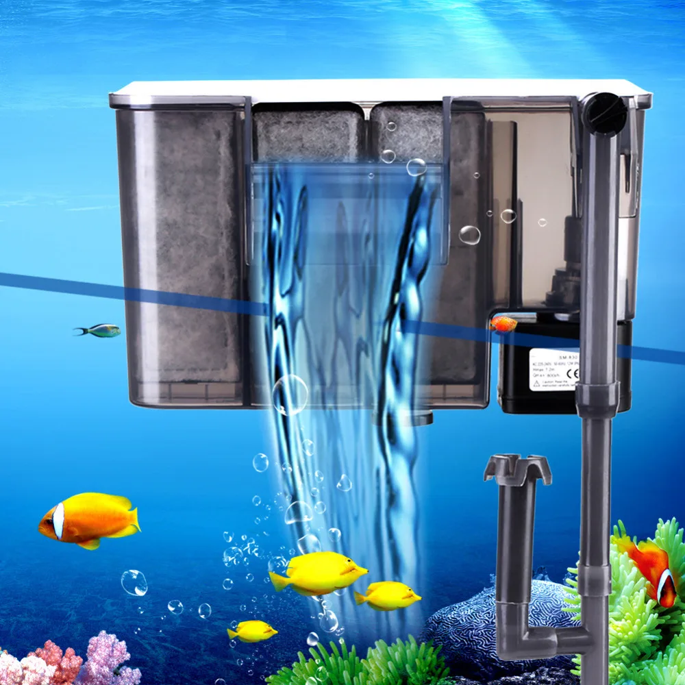

Aquarium Submersible Filter wall-mounted Fish Tank Power Filter waterfall aquarium filter with air pump EU US UK Plug